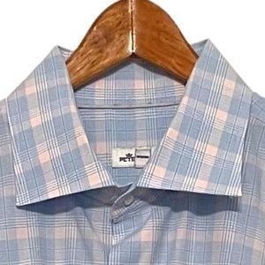 Peter Millar Pastel Plaid Button Front Long Sleeve Shirt‎ Size XL